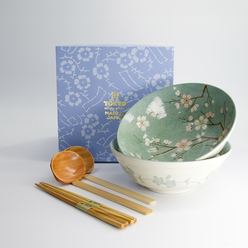 [33785] Fujisakura 6pcs Ramen Giftset 21x7.8cm 1000ml Green 33785 1/12