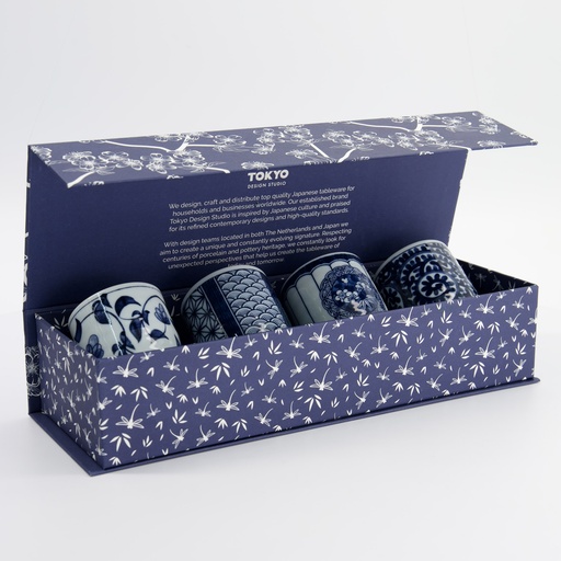 [33843] Cup Giftset 4pcs 6.5x7.5cm 160ml Blue/White 14A 33843 1/6 