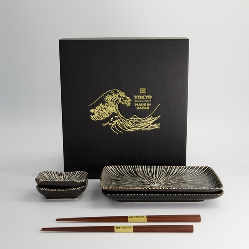 [33847] Brown Tokusa Sushi Giftset 6pcs 20.8x13.3x2.5cm & 8.8x6.3ｘ2.5cm 33847 1/16