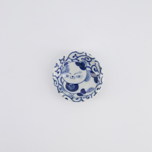 [33852] Kawaii Sauce Dish Cat Neko 7.5x3cm BL/WH E 33852 12/240