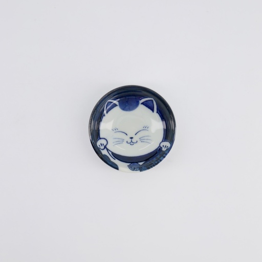 [33853] Kawaii Sauce Dish Cat Neko 7.5x3cm BL/WH F 33853 12/240