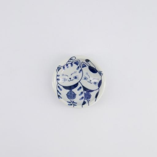 [33854] Kawaii Sauce Dish Cat Neko 7.5x3cm BL/WH G 33854 12/240