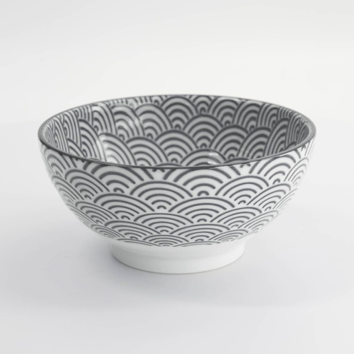 [14272] Nippon Grey Sanuki Bowl 18.5x9cm 1000ml Wave YW-5539/B 3/24