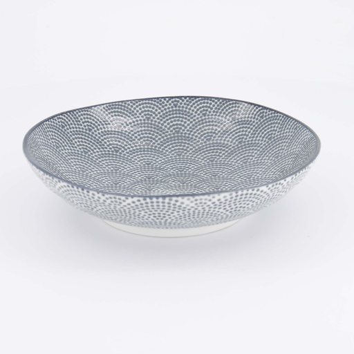 [14269] Nippon Grey Pasta Plate 21x5.2cm Dot YW-5538/A 3/36