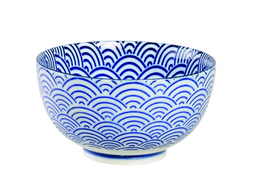 [8624] Nippon Blue Bowl 13.2x7.2cm 500ml Wave YW-1013/B 6/48