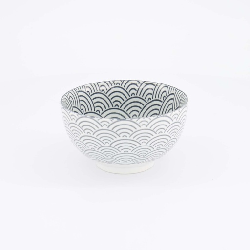 [14268] Nippon Grey Bowl 13.2x7.2cm 500ml Wave YW-5537/B 6/48