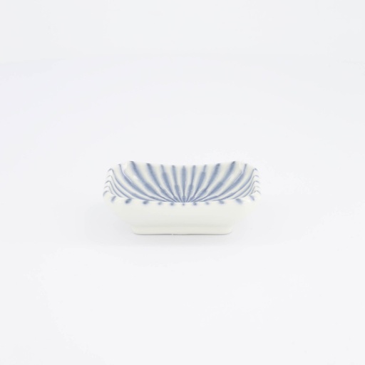 [34257] Sauce Choku Dish Rectangular Blue/White Strip 8.8x6.5x2.8cm 34257 12/144