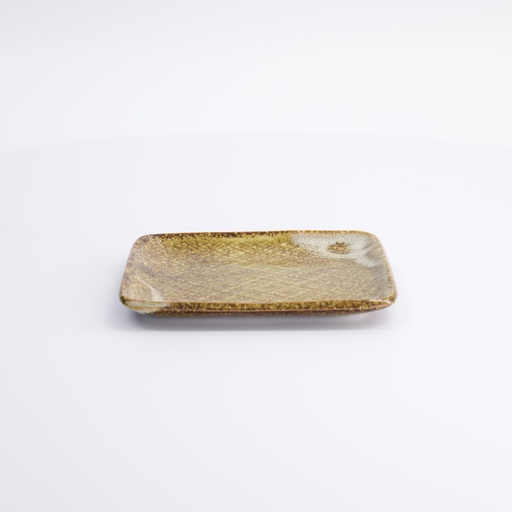 [7428] Mino Craft Rectangular Plate 14.5x12cm Brown 6/72