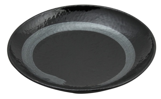 [7573] Black Silver Brush Plate 26cm Black/Silver 10608 3/24