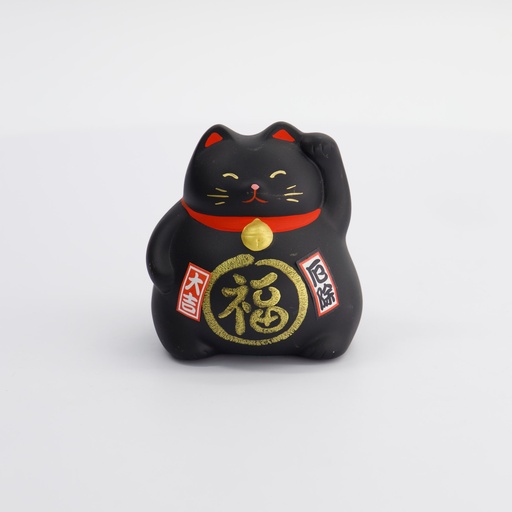 [6130] Lucky Cat 9cm Bk   KT6/BC 1/96