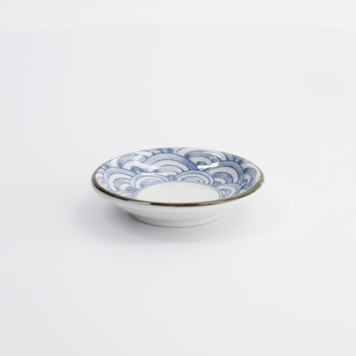 [7288] Sauce Dish 9.5x2cm Seiji Blue/White FK-433 12/144