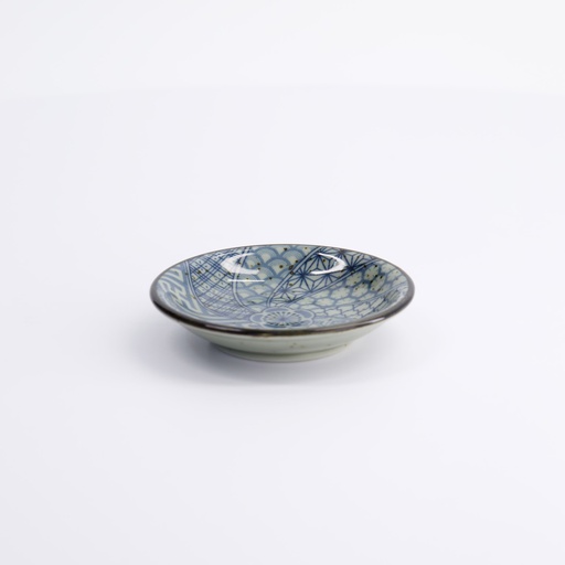 [7291] Sauce Dish 9.5x2cm Mashiko Blue/Green FK-435 12/192