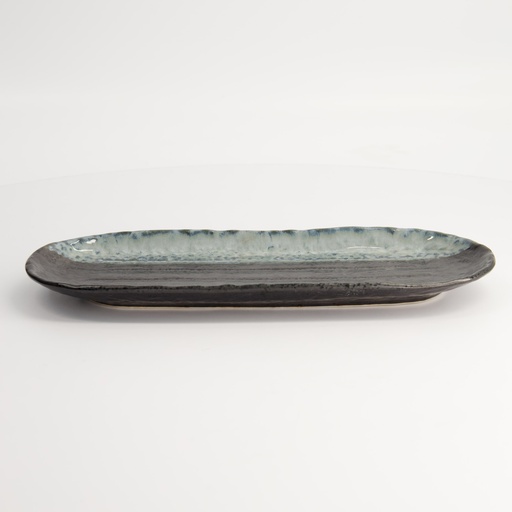 [7424] Mino Craft Rectangular Plate 28x11.3cm Black/Grey 5/40