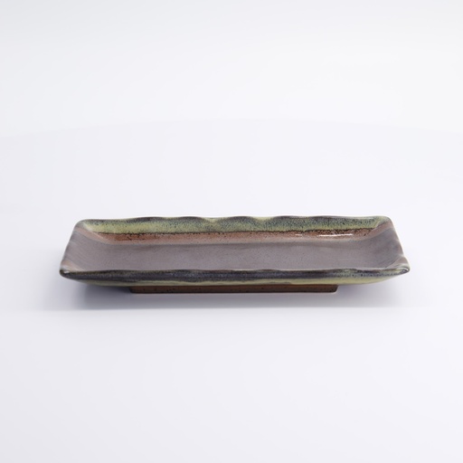 [7426] Mino Craft Rectangular Plate 19.3x9.4cm Black 6/72