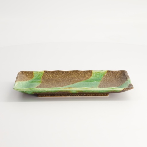 [7427] Mino Craft Rectangular Plate 19.3x9.4cm Bk/Gr 6/72