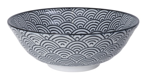[8114] Nippon Black Ramen Bowl 21x7.8cm 1000ml Wave TN-4913/A  3/36