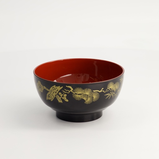 [4691] Lacquerware Bowl 11.5x6.5cm Bl/Rd Y55/BP 10/400