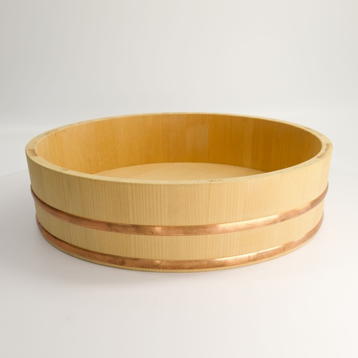 [4554] Wooden Sushi Hangiri w/Copper Hoop Japan Made 39x10.2cm YU-39 1/10 (N!)
