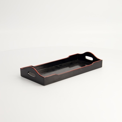 [4574] Lacquerware Tray 21.5x10cm Bl/Rd WS16/9 4574 1/100