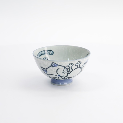 [2334] Kawaii Rice Bowl 11.5x6.2cm 300ml Blue Neko Cat MN-7432/A 10/120
