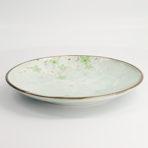 [7800] Green Cosmos Plate 26x3.4cm Q210/GC 4/24