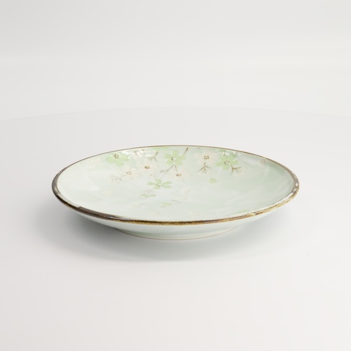 [7801] Green Cosmos Plate 19.5x3cm Q275/GC 6/48