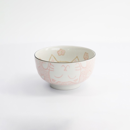 [2095] Kawaii Cat Neko Tayo Bowl 12.7x7cm 300ml Pink HE55/P(P) 5/60