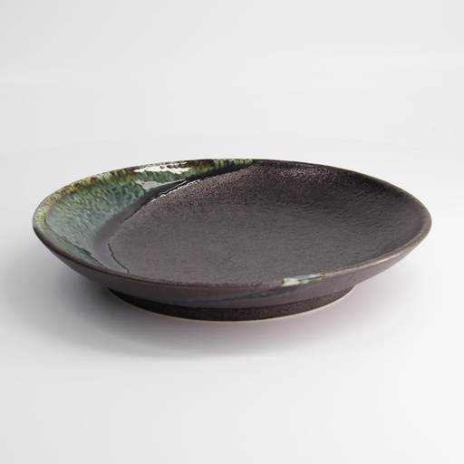 [7680] Mino Craft Round Plate 26cm Green/Grey MS-6357 3/24