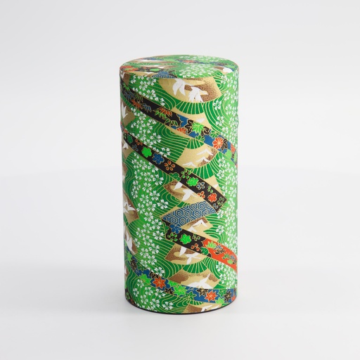[7753] Tea Container S.S. 7.5x15.5cm 200g Green TCN380 1/120