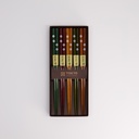 Chopstick Giftset/5 Wooden Black White Flower 2913A  21298 1/100