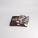 Chopstick Giftset/5 Wooden Black White Flower 2913A  21298 1/100