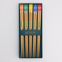 Chopstick Giftset/5 Wooden Turquoise Flower  295A 21306 1/100