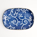 Tokyo Blue Karakusa Oblong Plate 18.7x13cm 40-230404 HB-20 6/72