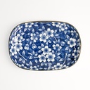 Tokyo Blue Sakura Oblong Plate 18.7x13cm 40-230404 HB-26 6/72