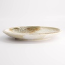 Yukishino Large Round Plate 24.8x3.5cm Br/Wh 21611 4/24