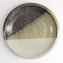 Oboro Yamakage Large Round Plate 24.8x3.5cm Bk/Br/Wh 21617 4/24