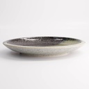 Oboro Yamakage Large Round Plate 24.8x3.5cm Bk/Br/Wh 21617 4/24