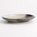 Oboro Yamakage Round Plate 14x2.2cm Bk/Br/Wh 21618 6/72