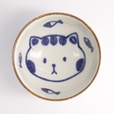 Kawaii Cat Neko Bowl 13.7x7.4cmh 500ml Blue 21265 4/48
