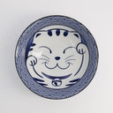 Kawaii Lucky Cat Neko Ramen Bowl 19.7x7.5cm 1000ml Seikaiha-Neko Blue 4/32