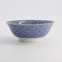 Kawaii Lucky Cat Neko Ramen Bowl 19.7x7.5cm 1000ml Seikaiha-Neko Blue 4/32