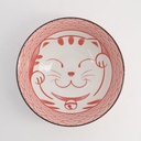 Kawaii Lucky Cat Neko Ramen Bowl 19.7x7.5cm 1000ml Seikaiha-Neko Red 4/32