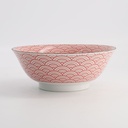 Kawaii Lucky Cat Neko Ramen Bowl 19.7x7.5cm 1000ml Seikaiha-Neko Red 4/32