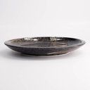 Arahake Large Round Plate 24.8x3.5cm Bk/Br 21614 4/24
