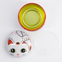 Tea Container S.S. 8.6x8.4cm 100gr Lucky Cat White 18SC1W 1/100