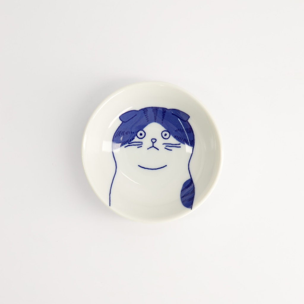 Kawaii Sauce Dish Cat Scottish 9x2.7cm BL/WH TA-20 12/192