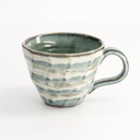 Craft Mug Green/Beige Stripe 9.5x12.5x7.5cm TA-33/M 6/60