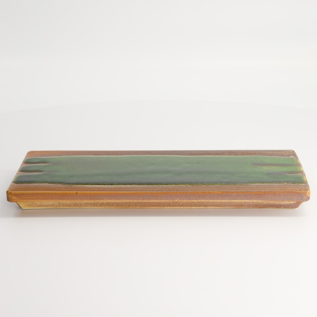 Mino Craft Rectangular Plate 26x12cm Ob Green/Brown TA-89 1/20