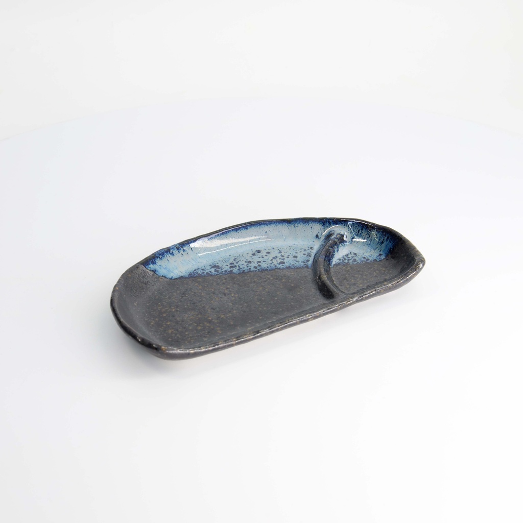 Mino Craft Plate 22.5x13x2.3cm Black/Blue 6/48