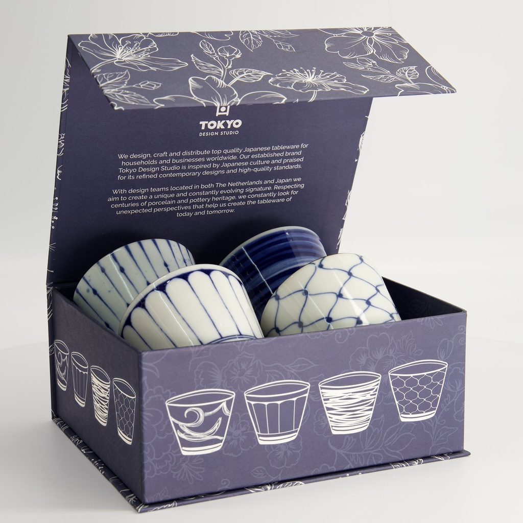 Cup Giftset 4pcs 8.3x6.5cm 180ml Blue/White 22242 1/6